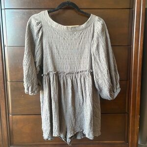 (NWOT) Free People Gray Balloon Sleeve Romper